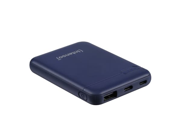 Intenso Powerbank XS5000 - Strømbank - 5000 mAh - 2.1 A - 2 utgangskontakter (USB, 24 pin USB-C) - på kabel: USB-C - blå