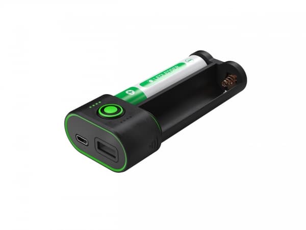 Ledlenser Flex7 Powerbank genopladelig inkl. 2 stk. 18650 batterier 6800 mAh Sort, Grønn