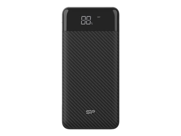 Silicon Power Power Bank GP28 - Strømbank - 10000 mAh - 2.1 A - 2 utgangskontakter (USB) - på kabel: USB-C - svart, blekgrå
