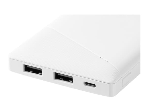 DELTACO PB-A1001 - Strømbank - 10000 mAh - 37 Wh - 10.5 watt - 2.1 A - 2 utgangskontakter (USB) - hvit