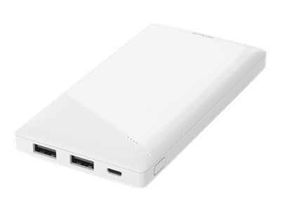 DELTACO PB-A1001 - Strømbank - 10000 mAh - 37 Wh - 10.5 watt - 2.1 A - 2 utgangskontakter (USB) - hvit