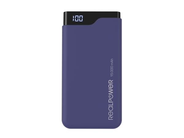 RealPower PB-15000C Navy Blue, 15000 mAh, Sort, Blå