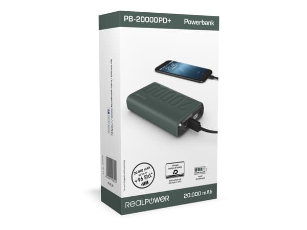 RealPower 333646, 20000 mAh, Grønn