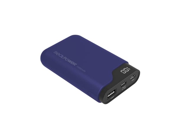 RealPower PB-7500C Navy Blue, 7500 mAh, Sort, Blå Sort, Blå