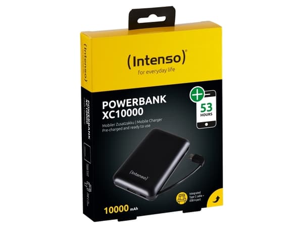 Intenso XC10000 - Strømbank - 10000 mAh - 3 A - 2 utgangskontakter (USB, 24 pin USB-C) - svart