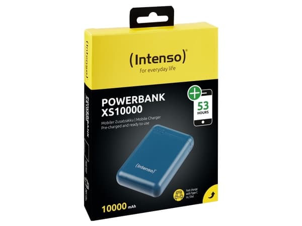 Intenso XS10000 - Strømbank - 10000 mAh - 3.1 A - 2 utgangskontakter (USB, 24 pin USB-C) - bensin
