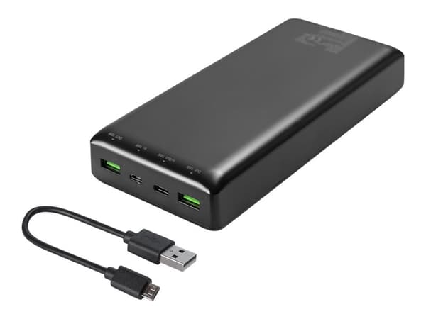 DELTACO PB-C1002 - Strømbank - 30000 mAh - 111 Wh - 18 watt - 3 A - Fast Charge - 3 utgangskontakter (USB, 24 pin USB-C) - svart