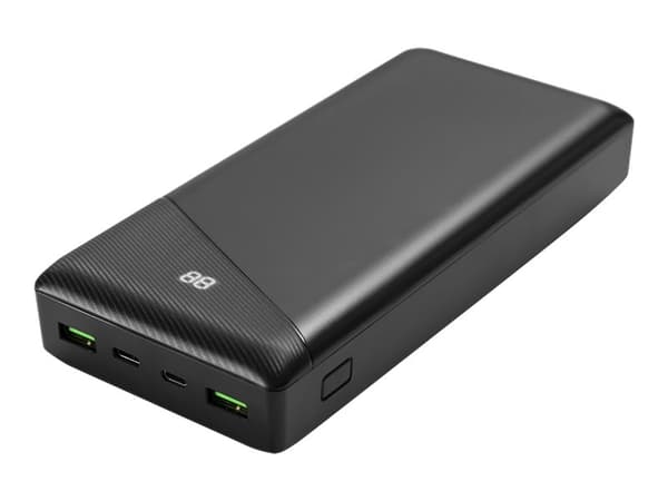 DELTACO PB-C1002 - Strømbank - 30000 mAh - 111 Wh - 18 watt - 3 A - Fast Charge - 3 utgangskontakter (USB, 24 pin USB-C) - svart