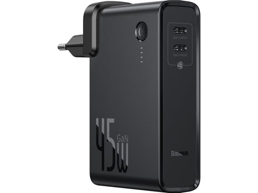 Baseus Baseus Power StationGaN2 in 1 Quick Charge Power bank & amp; Charger C + C 10000mAh 45W EU BlackIncludeBaseus Xiaobai series fast charging Cab