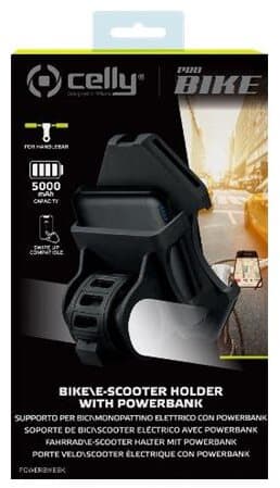 Celly - Power bank/bike holder - 5000 mAh - 2.1 A (2 x USB) - svart