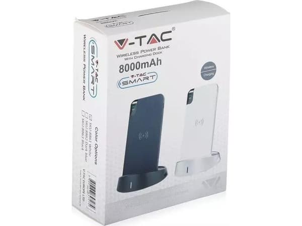 V-TAC 8863, 8000 mAh, Lithium-Ion (Li-Ion), 3,7 V, Sort