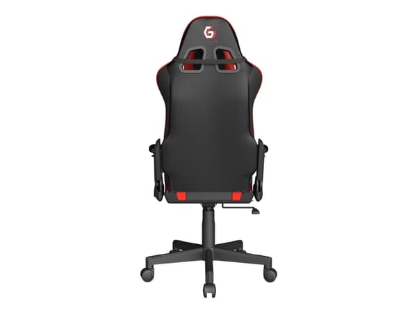 Gembird SCORPION - Stol - ergonomisk - armstöd - T-formad - lutning - svängtapp - nylon, PVC, svamp, mesh - black mesh, red skin