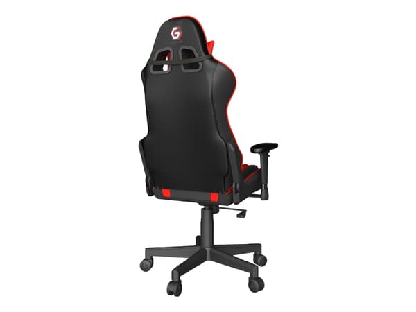Gembird SCORPION - Stol - ergonomisk - armstöd - T-formad - lutning - svängtapp - nylon, PVC, svamp, mesh - black mesh, red skin