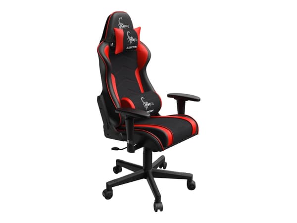 Gembird SCORPION - Stol - ergonomisk - armstöd - T-formad - lutning - svängtapp - nylon, PVC, svamp, mesh - black mesh, red skin