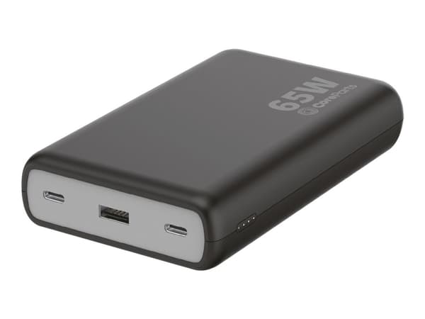 CoreParts - Strømbank - 20000 mAh - 74 Wh - 3.25 A - PD, QC 3.0 - 3 utgangskontakter (USB, 2 x USB-C) - svart