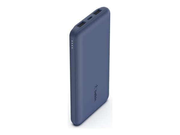 Belkin BoostCharge - Strømbank - 10000 mAh - 18 watt - 3 utgangskontakter (24 pin USB-C, 2 x USB) - blå