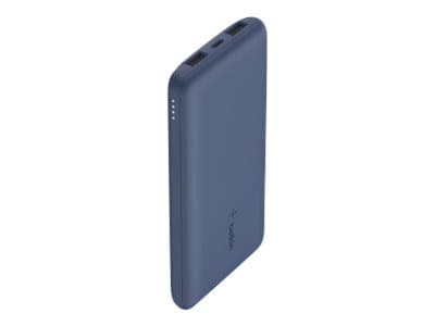 Belkin BoostCharge - Strømbank - 10000 mAh - 18 watt - 3 utgangskontakter (24 pin USB-C, 2 x USB) - blå