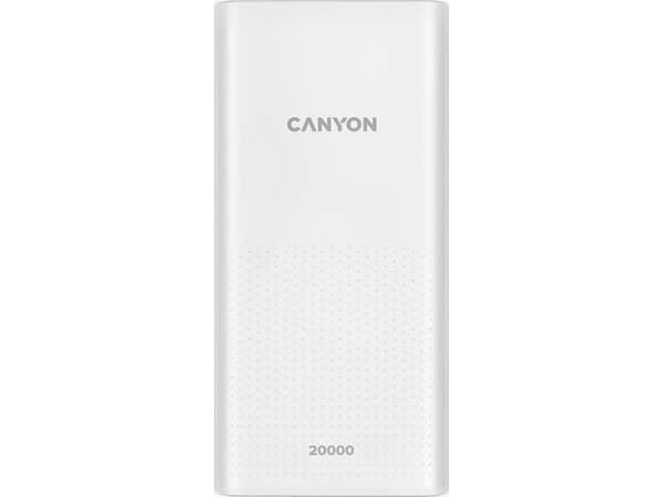 Canyon PB-2001 - Strømbank - 20000 mAh - 2.1 A - 2 utgangskontakter (USB) - på kabel: USB-C - hvit