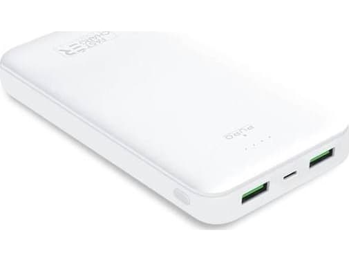 PURO - Strømbank - 20000 mAh - 12 watt - 2.4 A - Fast Charge - 3 utgangskontakter (2 x USB, 24 pin USB-C) - hvit