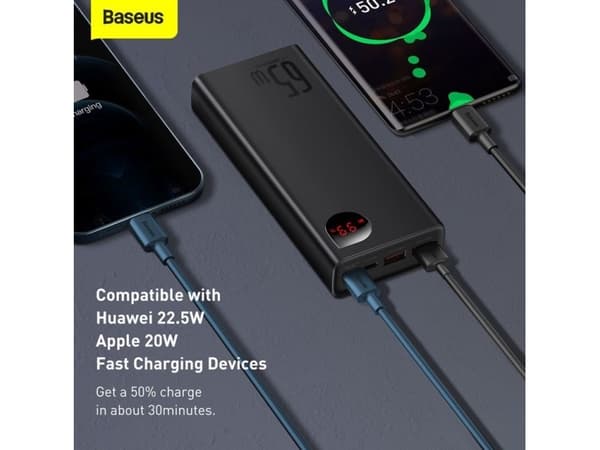 Baseus PPIMDA-D01, Sort, Mobiltelefon/smarttelefon, ABS, Aluminium, Rektangel, Polymer, 20000 mAh