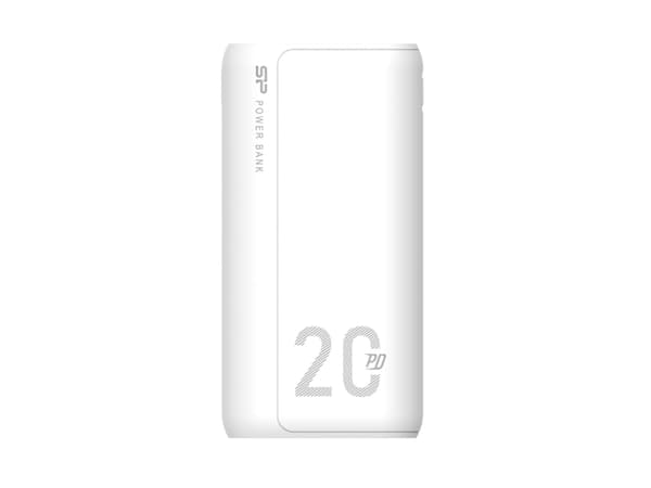 Silicon Power QS15 - Strømbank - 20000 mAh - 18 watt - 3 A - PD, QC 3.0 - 3 utgangskontakter (2 x USB, 24 pin USB-C) - hvit
