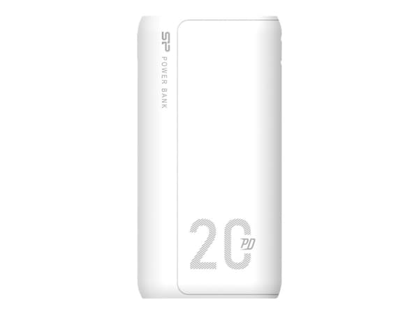 Silicon Power QS15 - Strømbank - 20000 mAh - 18 watt - 3 A - PD, QC 3.0 - 3 utgangskontakter (2 x USB, 24 pin USB-C) - hvit