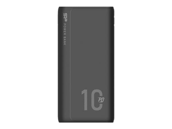 Silicon Power QP15 - Strømbank - 10000 mAh - 18 watt - 3 A - PD, QC 3.0 - 3 utgangskontakter (2 x USB, 24 pin USB-C) - svart