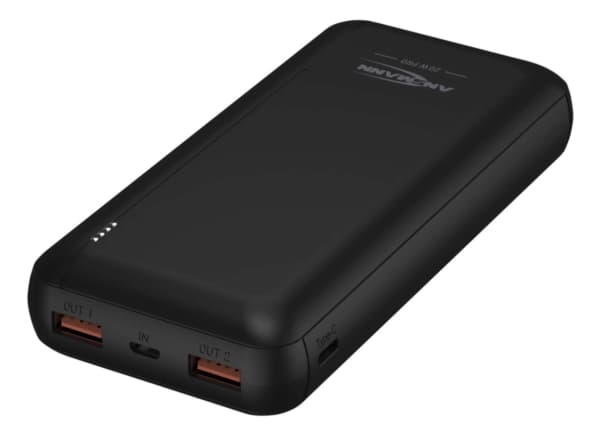 Ansmann PB320PD, 20000 mAh, Lithium Polymer (LiPo), Quick Charge 3.0, 3,7 V, Sort Sort