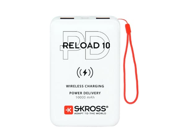 Skross RELOAD 10 Qi PD, Hvit, MP3/MP4, Mobiltelefon/smarttelefon, Nettbrett, Rektangel, 10000 mAh, USB, 37 Wh Hvit