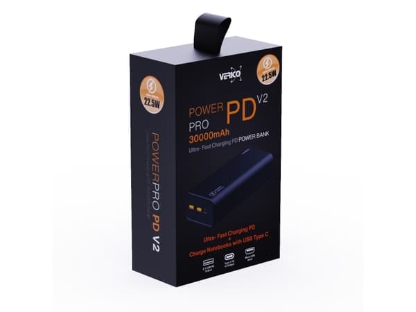 Verico Power Pro PD Powerbank 30000 mAh LiPo USB-A, USB-C® Sort musta