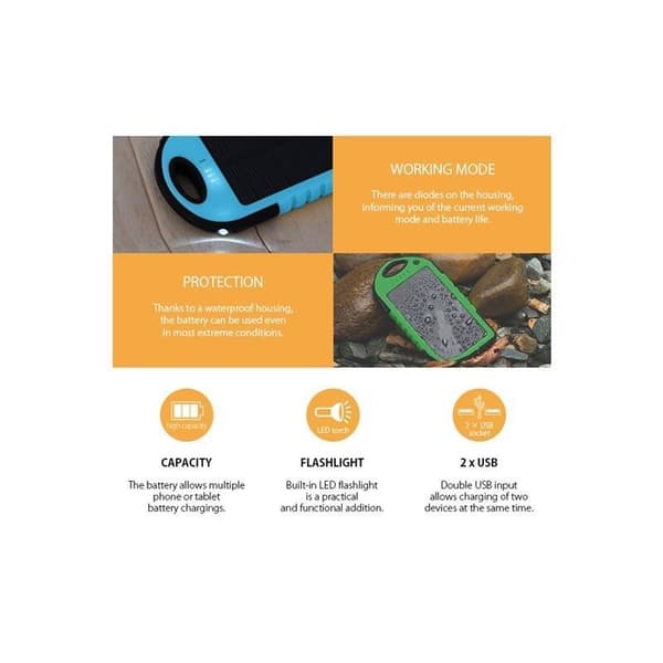 Setty 5000mAh Solen Powerbank till Mobiltelefoner & Surfplattor