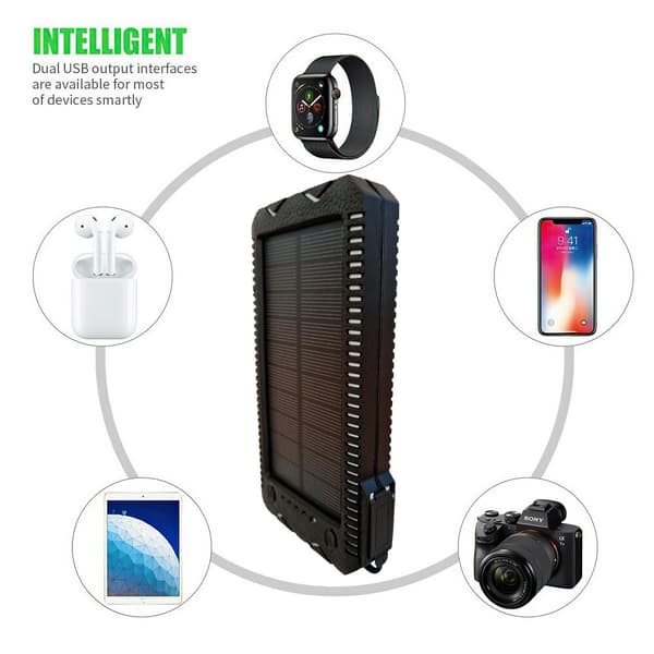 Vattentålig Powerbank med Solceller Batteriladdare 10000mAh