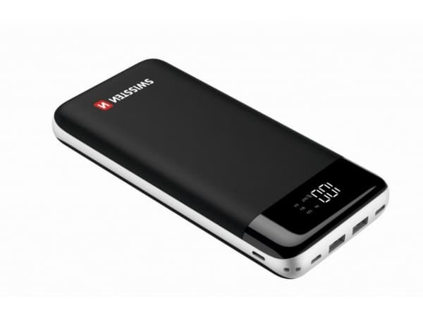 Swissten 22013929, 30000 mAh, Lithium Polymer (LiPo), Quick Charge 3.0, Sort, Hvit Sort, Hvit