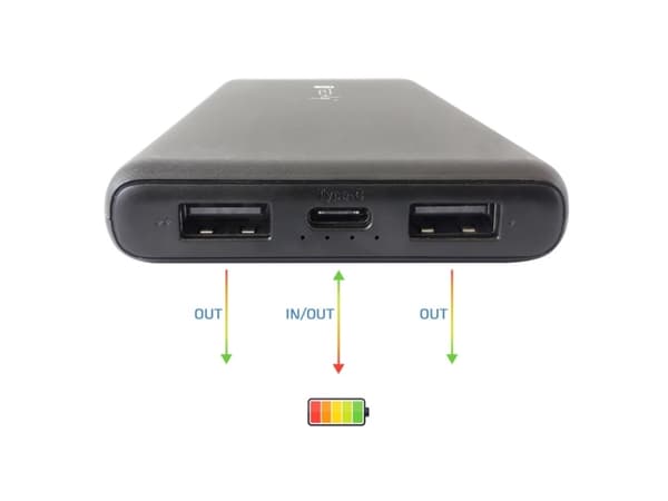 Techly I-CHARGE-10000, 10000 mAh, Lithium Polymer (LiPo), 5 V, Sort
