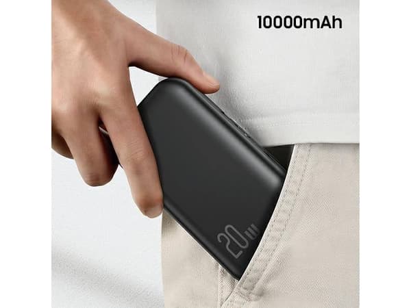Usams Powerbank USAMS Powerbank PB63 3in1 10000mAh 20W Quick Charge US + EU Plug + Cables USB-C/Lightning/MicroUSB black/black 10KCD17201 (US-CD172)