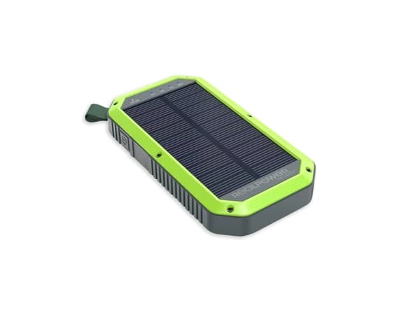 RealPower PB-10000 Solar, 10000 mAh, Lithium Polymer (LiPo), Trådløs lading, Sort, Grønn Sort, Grønn