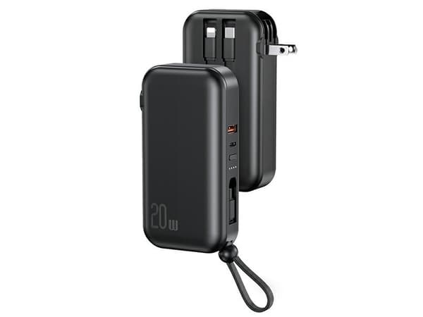 USAMS Powerbank PB63 3in1 10000mAh 20WQuick Charge US+EU Plug + Cables USB-C/Lightning/MicroUSB black/black 10KCD17201 (US-CD172)