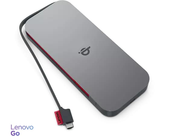 Lenovo Go - Strømbank - 10000 mAh - 30 watt - 3 A - 2 utgangskontakter (24 pin USB-C) - stormgrå - Hele verden