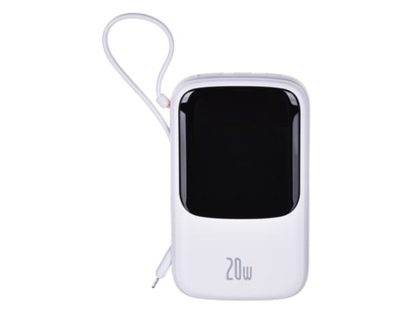 Baseus Qpow power bank 10000mAh built-in Lightning 20W Quick Charge cable SCP AFC FCP white (PPQD020002)