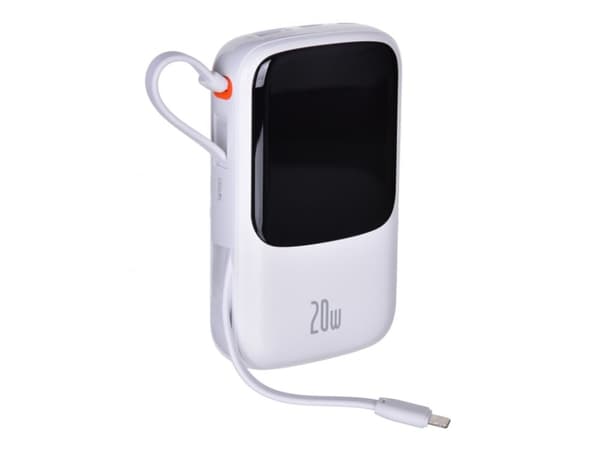 Baseus Qpow power bank 10000mAh built-in Lightning 20W Quick Charge cable SCP AFC FCP white (PPQD020002)