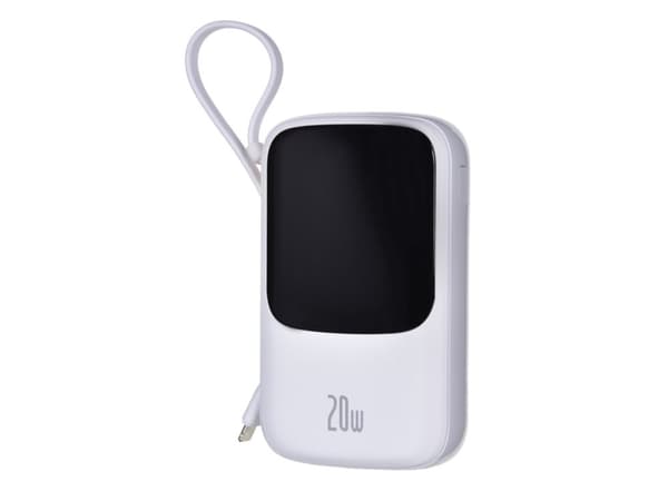Baseus Qpow power bank 10000mAh built-in Lightning 20W Quick Charge cable SCP AFC FCP white (PPQD020002)