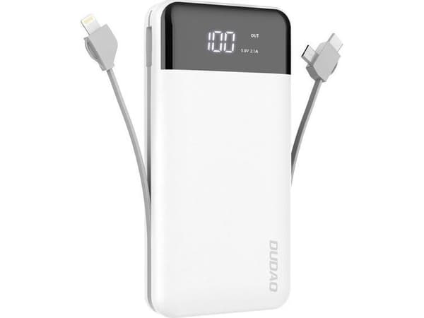 Dudao K1Pro powerbank 20000mAh 15Watt 4xcables hvid