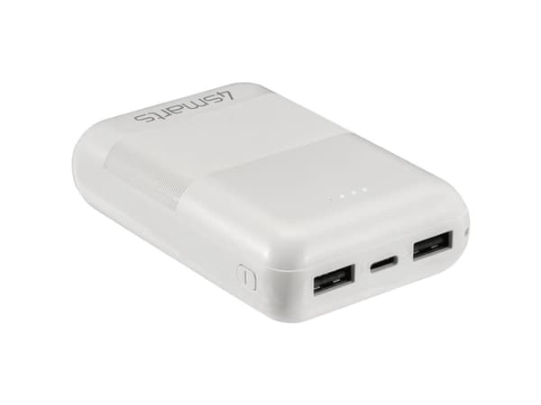 4smarts VoltHub Go2 - Strømbank - 10000 mAh - 10.5 watt - 2.1 A - 3 utgangskontakter (2 x USB, 24 pin USB-C) - på kabel: USB-C - hvit