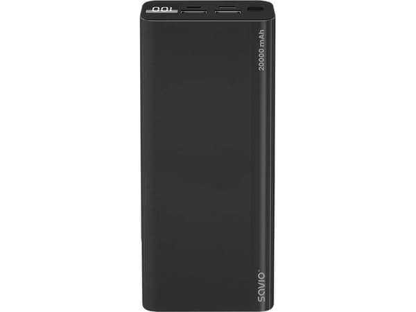 Savio power bank BA-05 20000 mAh czarny, 20000 mAh, Lithium Polymer (LiPo), Sort