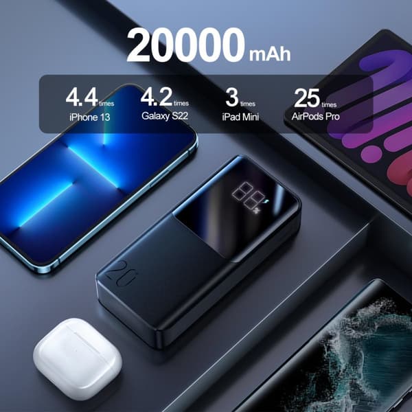 SiGN Super Charge LED Powerbank 20.000mAh, 22.5W - Svart