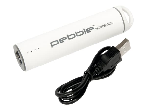 Veho Pebble Ministick - Strømbank - 2200 mAh - 1 A (USB) - på kabel: Micro-USB - hvit