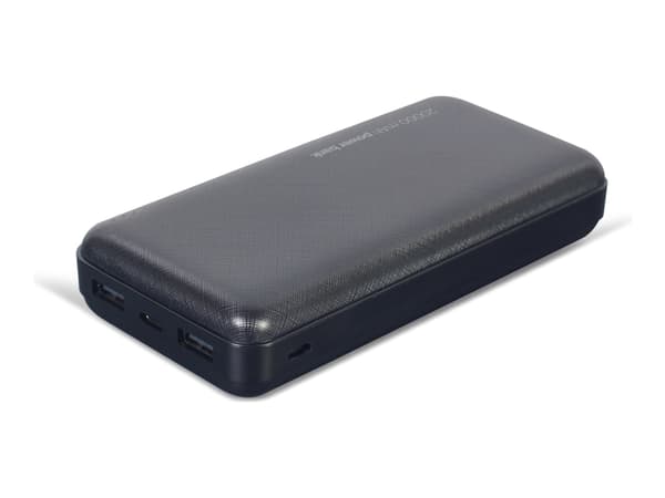 Gembird PB20-02 - Strømbank - 20000 mAh - 12 watt - 2.4 A - 2 utgangskontakter (2 x USB) - svart