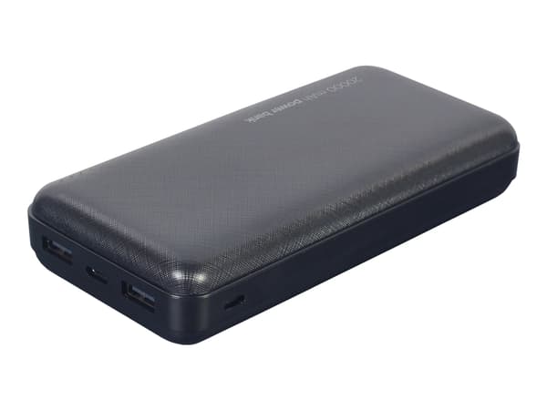 Gembird PB20-02 - Strømbank - 20000 mAh - 12 watt - 2.4 A - 2 utgangskontakter (2 x USB) - svart