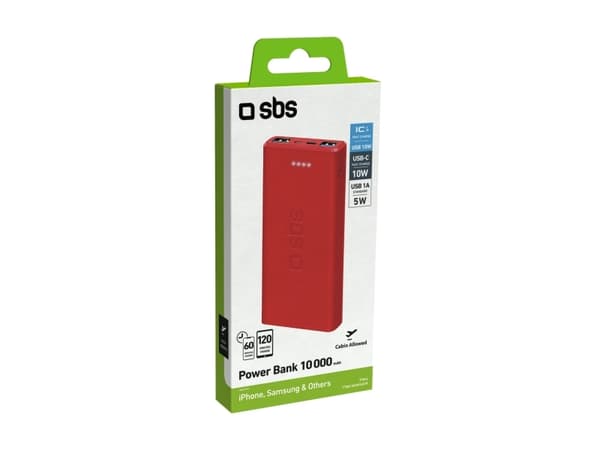 SBS TTBB10000FASTR, 10000 mAh, Lithium Polymer (LiPo), Rød