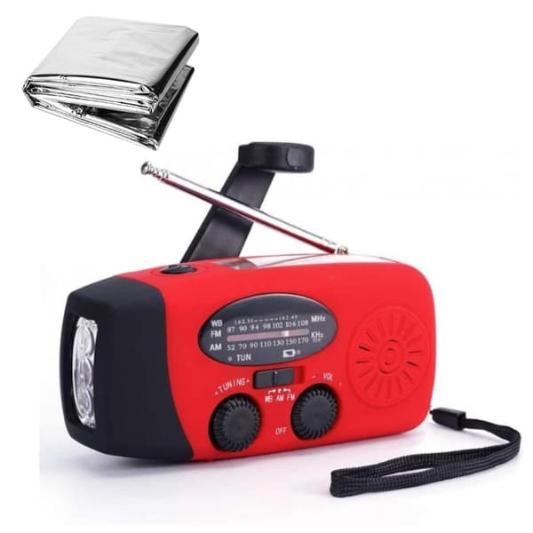 1st Vevradio + 1st Gratis Nödfilt Powerbank 2000mAh , Solceller, Ficklampa